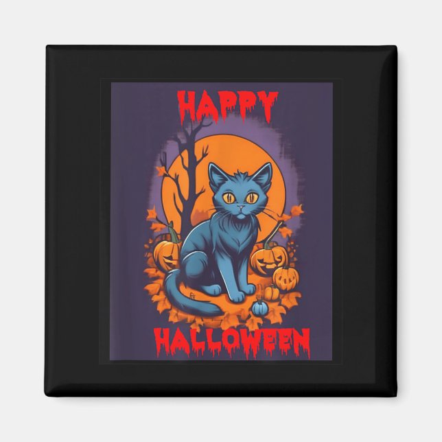 Happy Halloween Black Cat Magnet (Front)