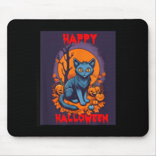 Happy Halloween Black Cat Mouse Mat