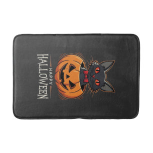 Happy Halloween Black Cat Pumpkin Design_1 Bath Mat
