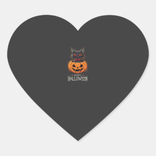 Happy Halloween Black Cat Pumpkin Design_1 Heart Sticker