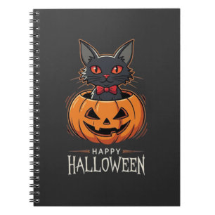 Happy Halloween Black Cat Pumpkin Design_1 Notebook