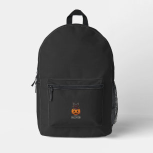 Happy Halloween Black Cat Pumpkin Design_1 Printed Backpack