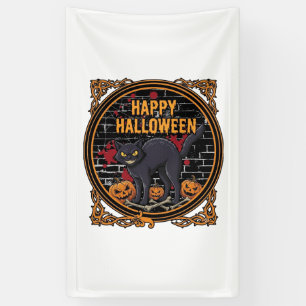 Happy Halloween Black Cat Pumpkins Bones_1 Banner