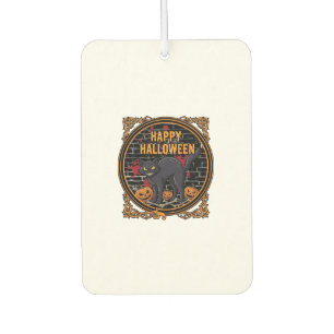 Happy Halloween Black Cat Pumpkins Bones_1 Car Air Freshener