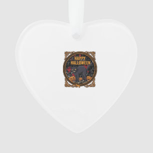 Happy Halloween Black Cat Pumpkins Bones_1 Ornament