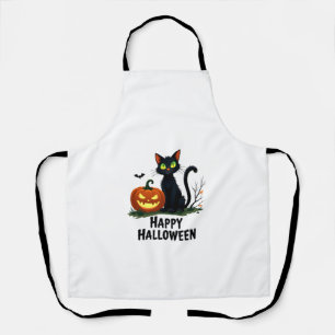 Happy Halloween Black Cat Rescue T-shirt Pumpkin Apron