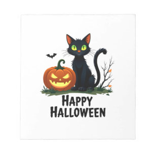 Happy Halloween Black Cat Rescue T-shirt Pumpkin Notepad