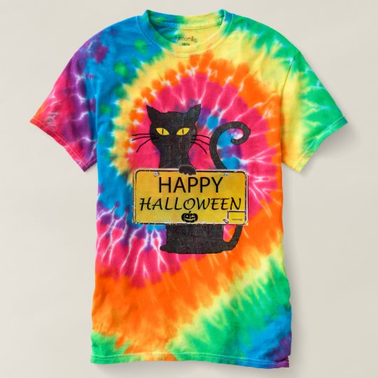 Happy Halloween Black Cat Rustic Sign Shirt