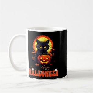 Happy Halloween Black Cat Scary Cat Ghost Pumpkin Coffee Mug