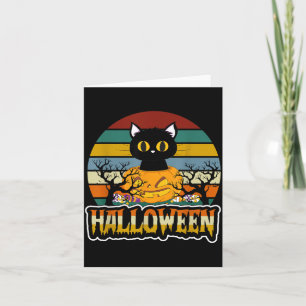 Happy Halloween Black Cat Scary Fun Costume Card