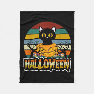 Happy Halloween Black Cat Scary Fun Costume Fleece Blanket