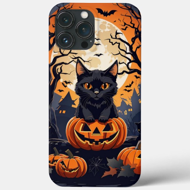 Happy Halloween black cat scene, Halloween gift Case-Mate iPhone Case (Back)