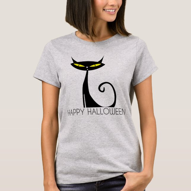 Happy Halloween Black Cat Shirt (Front)