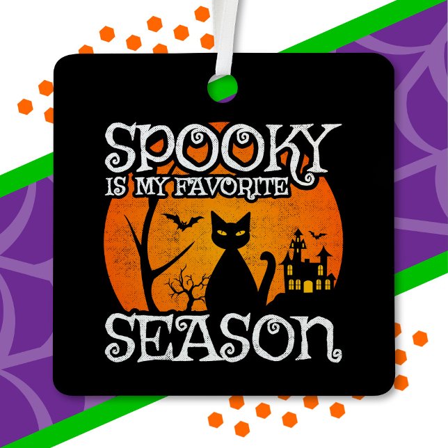Happy Halloween Black Cat Spooky Season Funny Hall Metal Tree Decoration (Creator Uploaded)