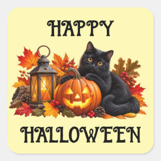 Happy Halloween Black Cat Sticker