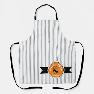 Happy Halloween Black Cat & Stripes ID686 Apron