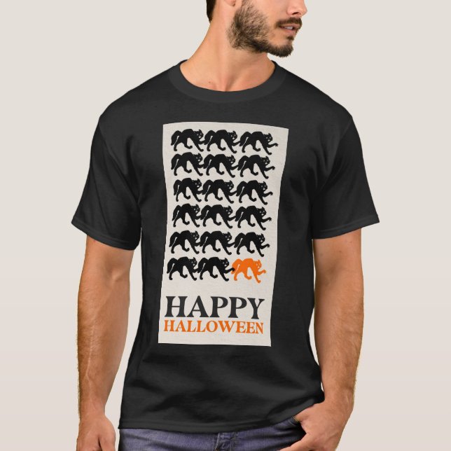 HAPPY HALLOWEEN BLACK CAT T-Shirt (Front)