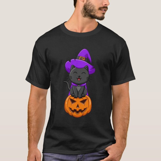 Happy Halloween Black Cat Tee (Front)