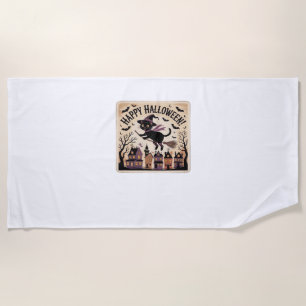 Happy Halloween Black Cat Witch Classic T-Shirt Beach Towel
