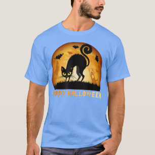 Happy Halloween Black Cat With Spooky Vibes On Hal T-Shirt