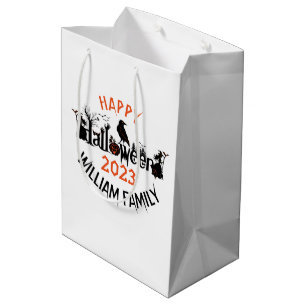 Happy Halloween Black Concept Typography Design Medium Gift Bag