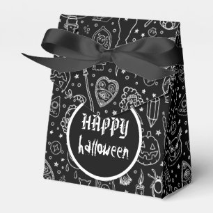 Happy Halloween Black Doodle Pattern Favour Box