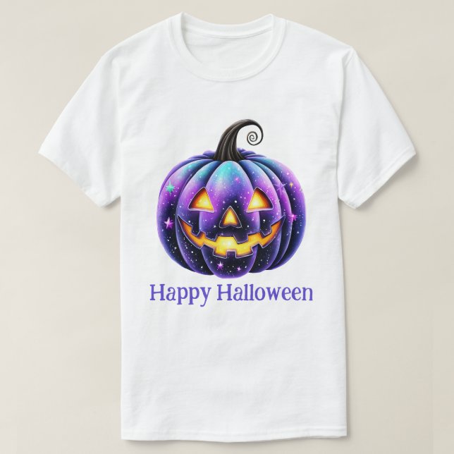 Happy Halloween Black Jack o'Lantern  T-Shirt (Design Front)