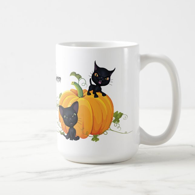 Happy Halloween Black Kitty Mug (Right)