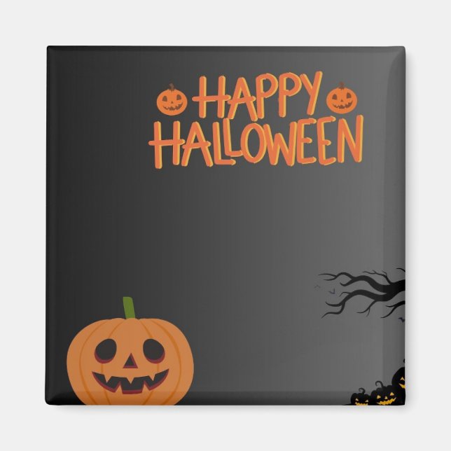 Happy Halloween Black Magnet (Front)