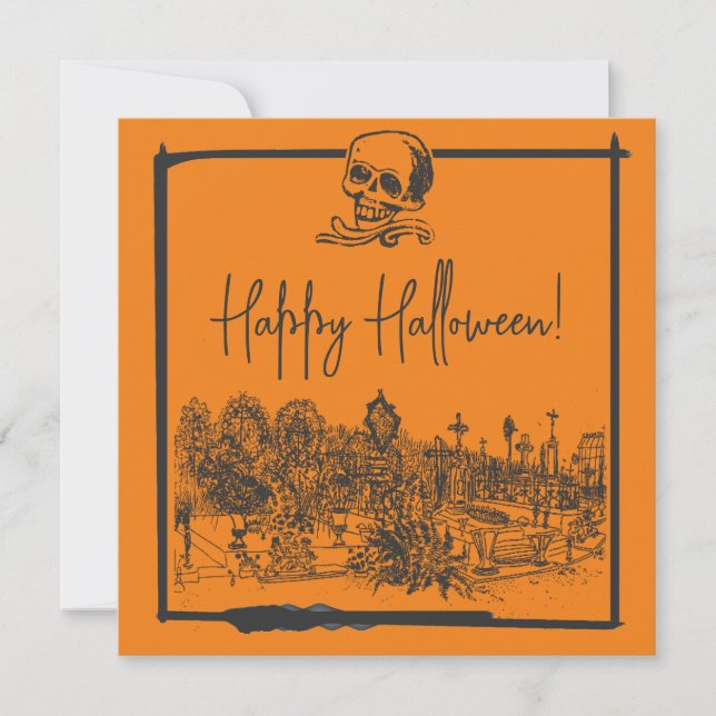 Happy Halloween Black & Orange Card (Front)