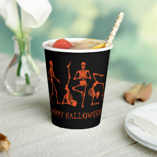 Happy Halloween Black Orange Skeleton Party  Paper Cups
