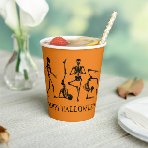 Happy Halloween Black Orange Skeleton Party  Paper Cups