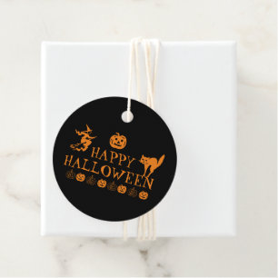 Happy Halloween black orange spooky gift Favour Tags
