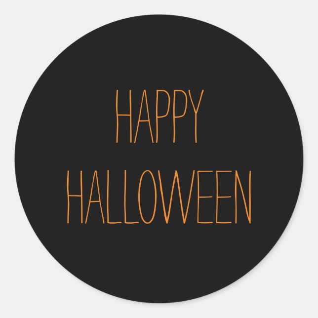 Happy Halloween black orange spooky handwritten  Classic Round Sticker (Front)