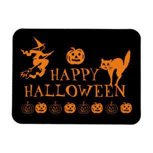 Happy Halloween black orange spooky Magnet