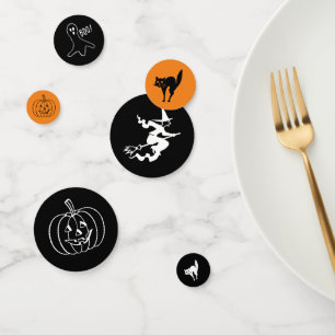 Happy Halloween black orange spooky pattern Confetti