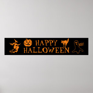 Happy Halloween black orange spooky  Poster