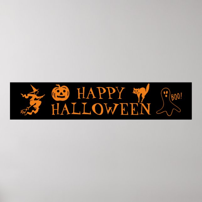 Happy Halloween black orange spooky  Poster (Front)