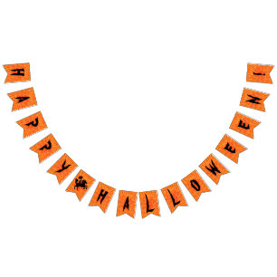 Happy Halloween Black Orange w Headless Horseman Bunting