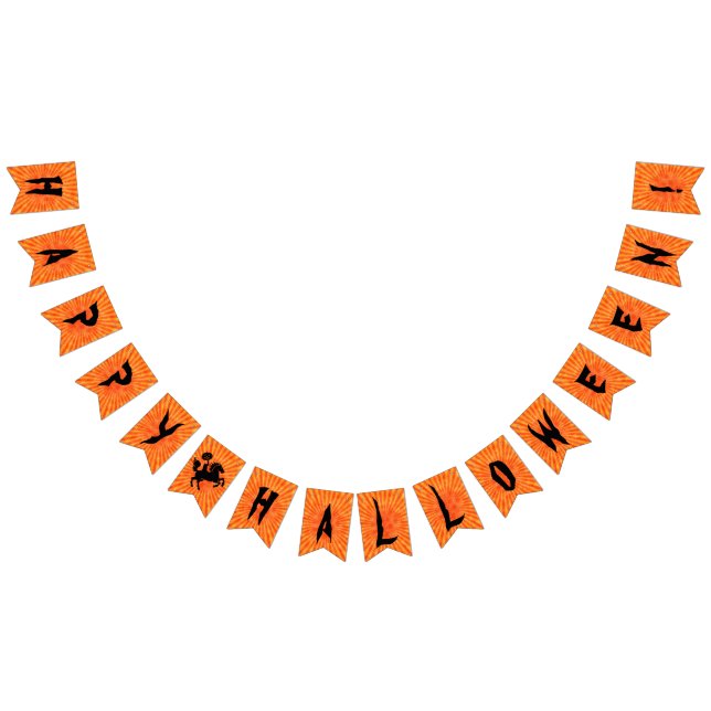 Happy Halloween Black Orange w Headless Horseman Bunting (All)