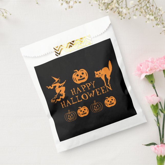 Happy Halloween black orange white spooky  Favour Bags (Sealed)