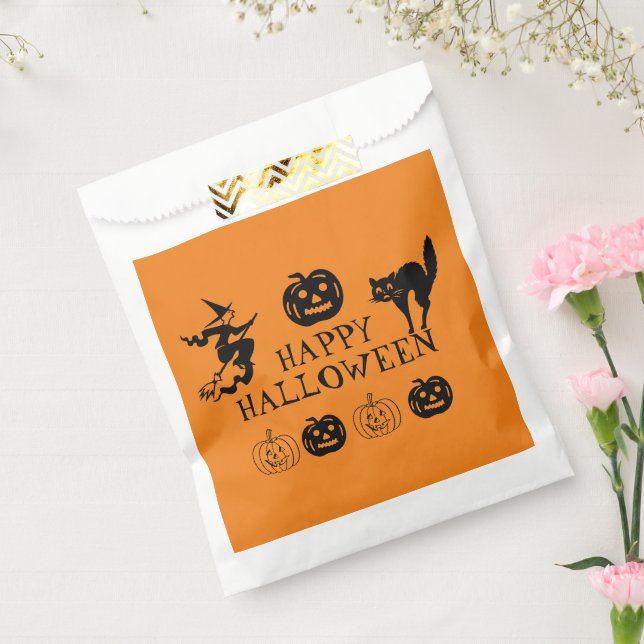 Happy Halloween black & orange white spooky  Favour Bags (Sealed)