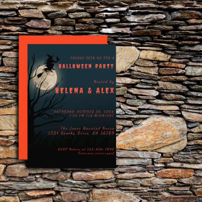 Happy halloween black orange witch invitation (Creator Uploaded)