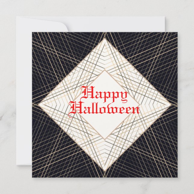Happy Halloween Black Red elegant classy art deco Card (Front)