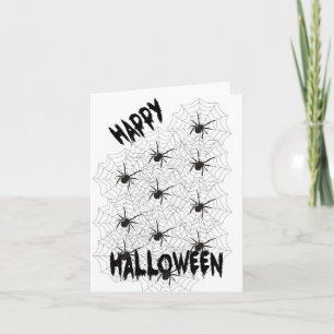 Happy Halloween, Black Spider, Web, Creepy Card