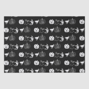 Happy Halloween black white spooky decor Tissue Paper