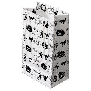 Happy Halloween black white spooky favours Small Gift Bag