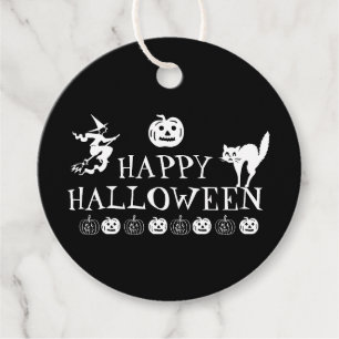 Happy Halloween black white spooky gift Favour Tags