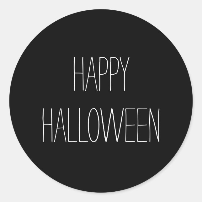 Happy Halloween black white spooky handwritten Classic Round Sticker (Front)