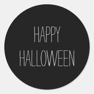 Happy Halloween black white spooky handwritten Classic Round Sticker